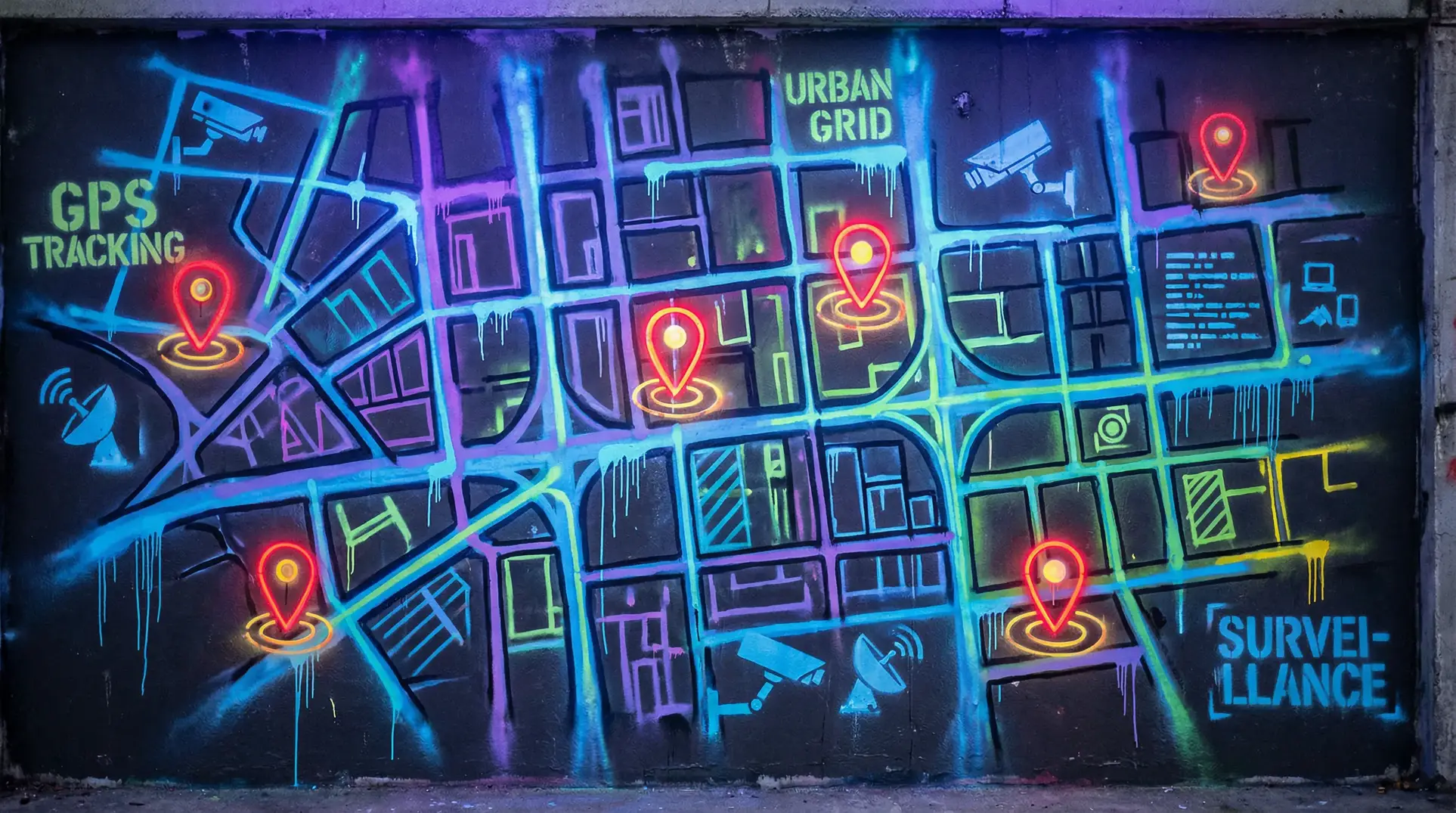 荔枝台 狗仔追踪地图 - 城市涂鸦风格